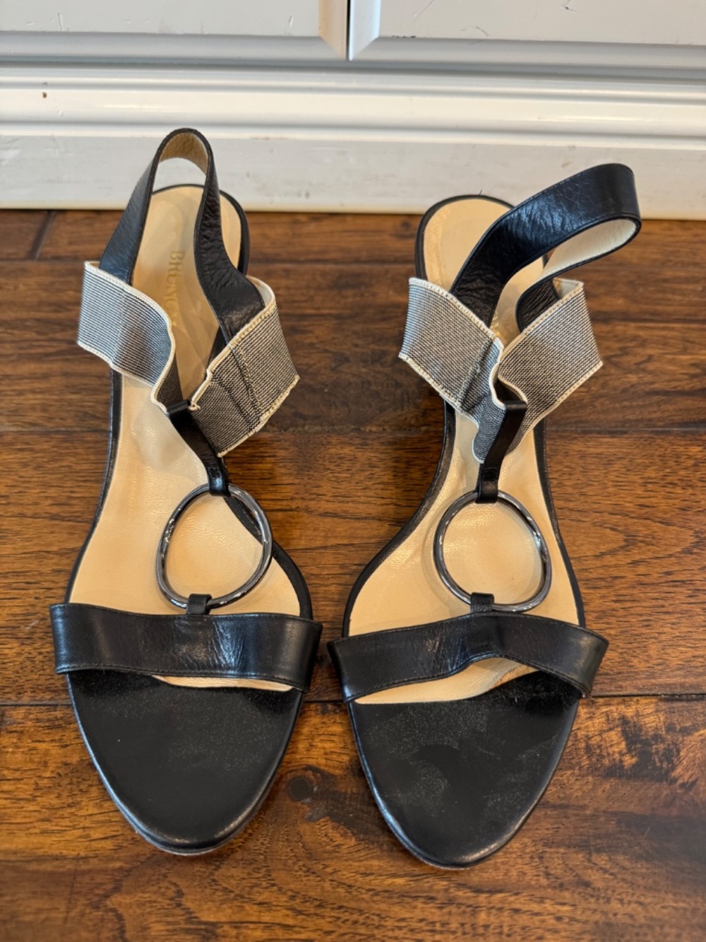 Bruno Magli Black Leather Slingback Heels Size EU 40 US 9-9.5